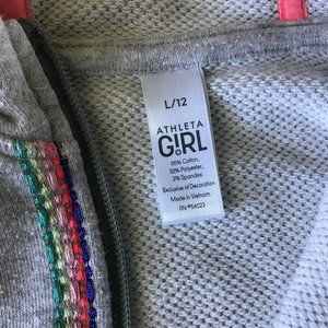 Grey Quarter-Zip with Rainbow Hem on the Zipper Line Girls Size L/12